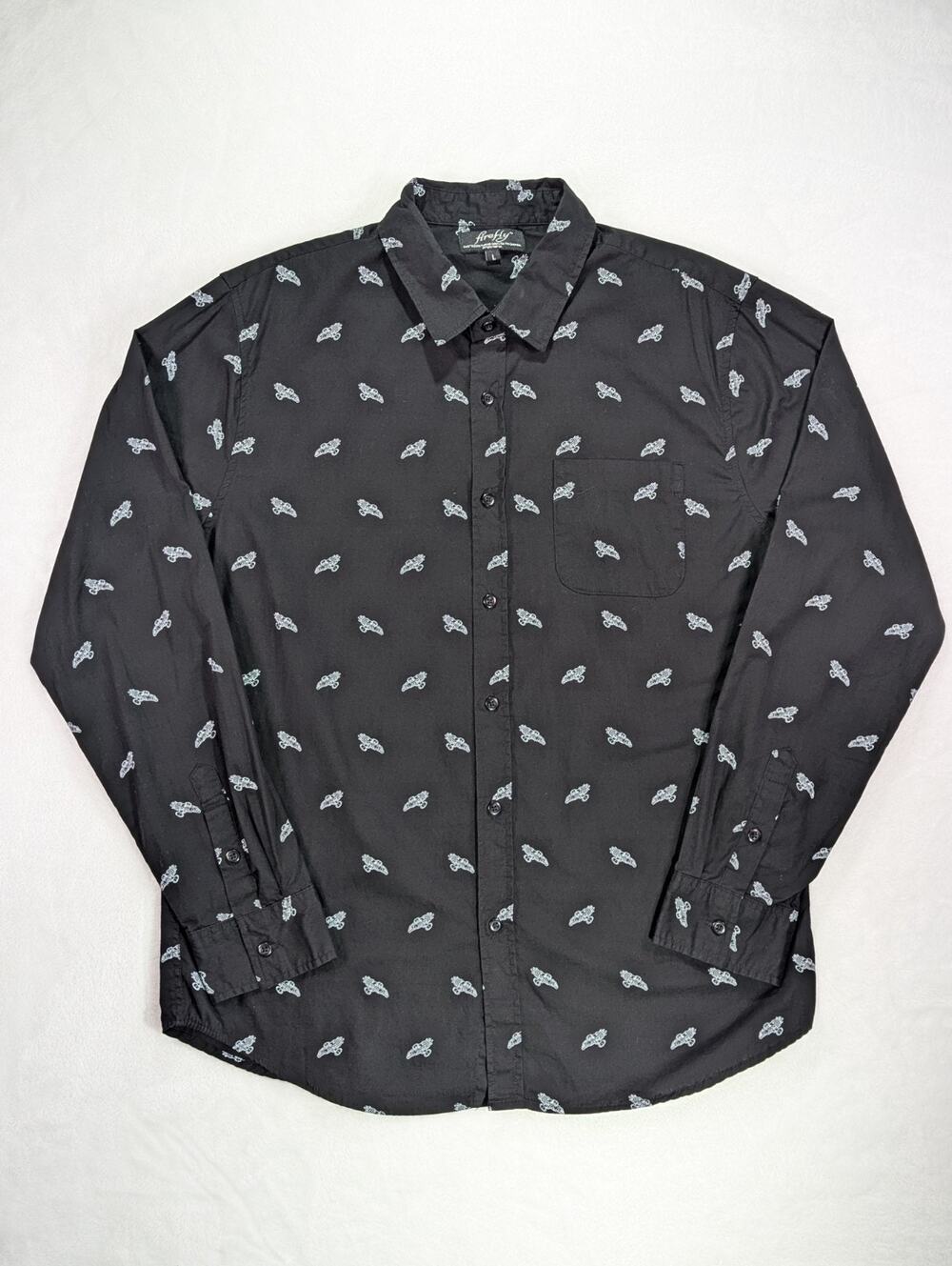 Firefly Serenity Mens L Button Down Shirt Long Sleeve Black Sci-Fi Spaceship